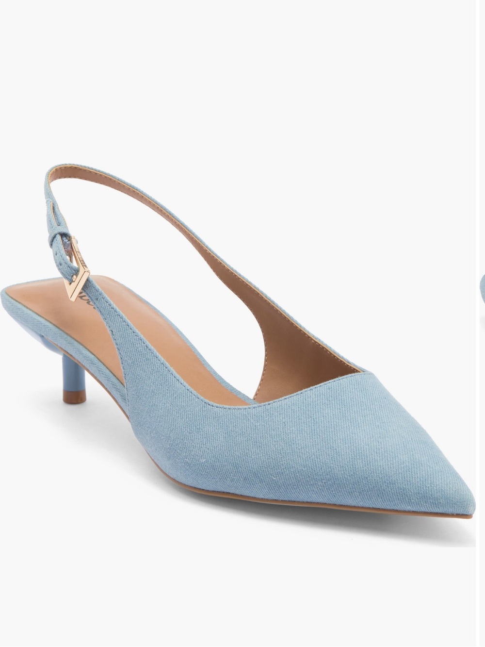 NWOT Abound Light Denim Blue Pointed Slingback Flats Kitten Heels